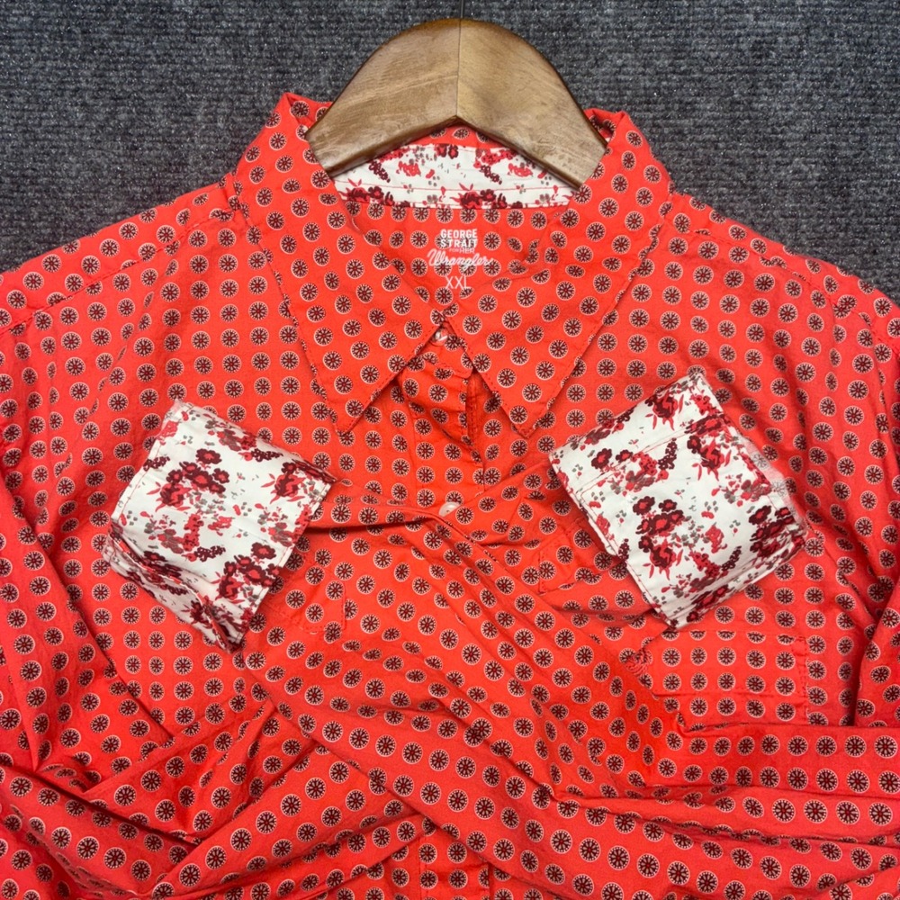 Wrangler George Strait For Her Peach‎ Medallion Western Button Up 2XL Rodeo Chic